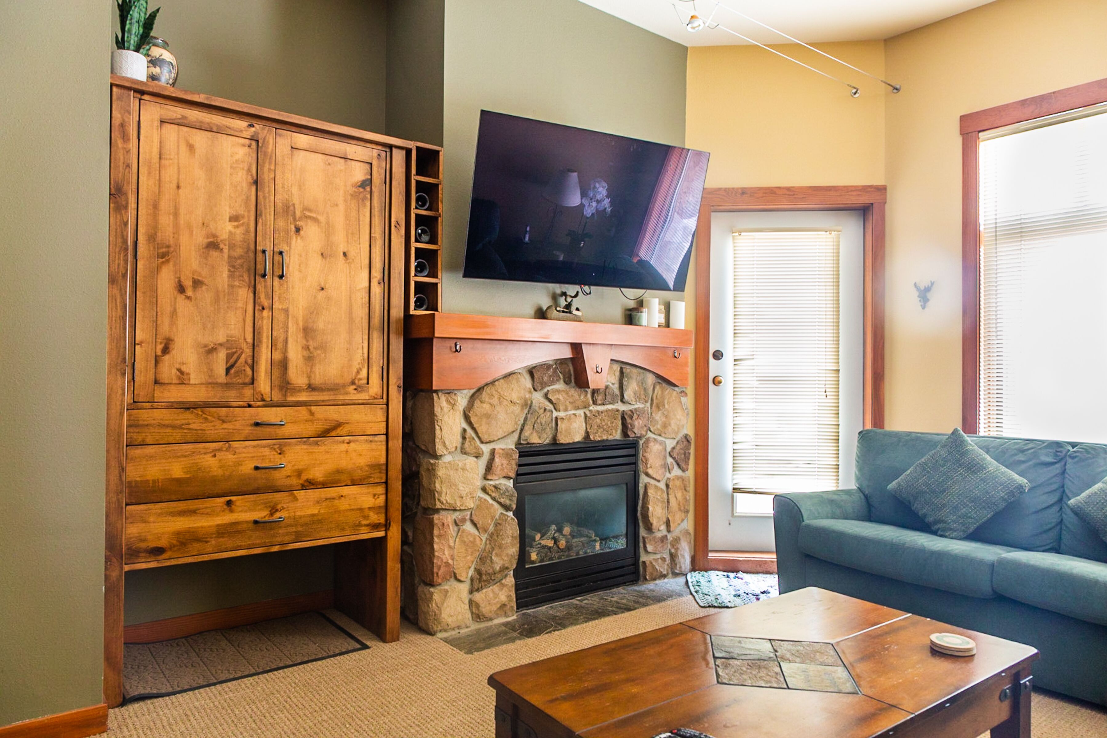 Smart TV, fireplace, video games, foosball