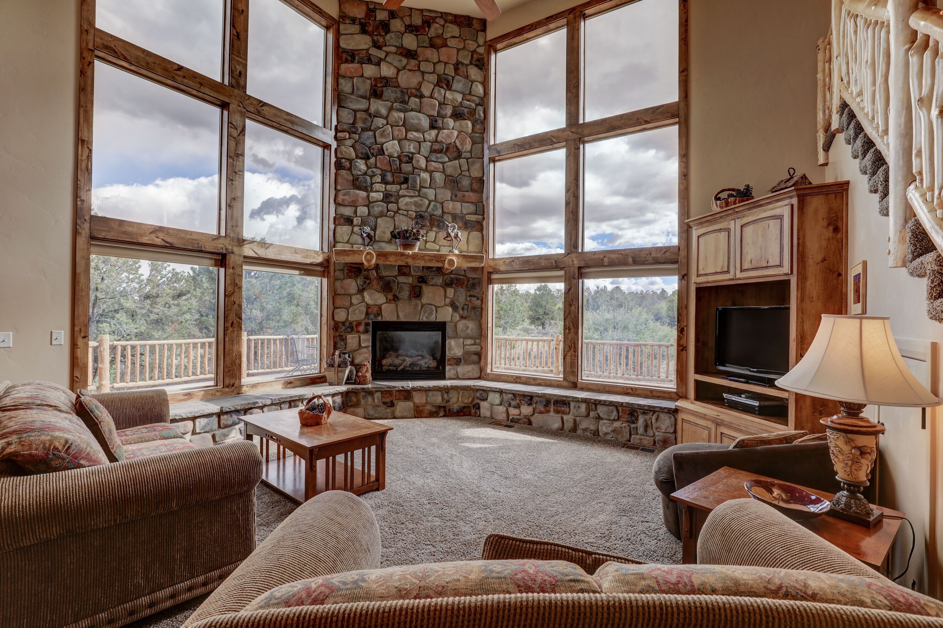 Smart TV, fireplace, DVD player, foosball