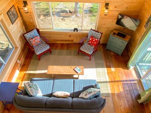 Smart TV, DVD player, books, video library