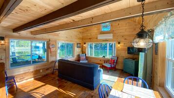 Smart TV, DVD player, books, video library