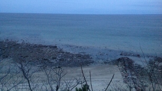 A beach with a rocky shoreline and sparse vegetation. - Oceanfront Beach House In Plymouth (Plymouth)