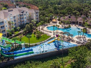 Outdoor pool, a heated pool, pool loungers