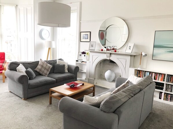 Smart TV, DVD player, books, video library