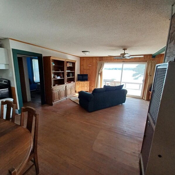TV, DVD player, books, video library
