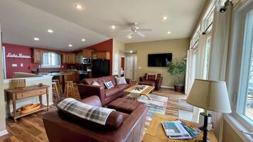 TV, DVD player, books, video library