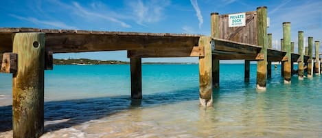 On the beach, sun-loungers, beach towels