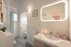 Dusche, Haartrockner, Bidet, Handtücher