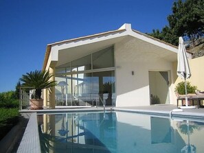 An infinity pool, a heated pool