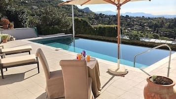 An infinity pool, a heated pool