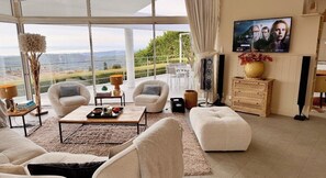 Smart TV, DVD player, books, music library