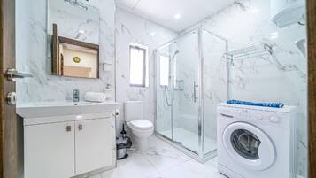Hair dryer, towels