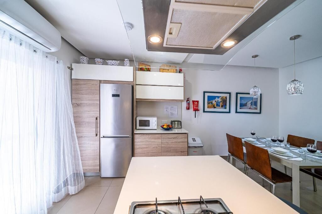 Fridge, microwave, oven, toaster