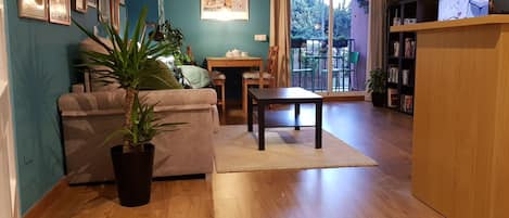 Smart TV, books, music library, stereo