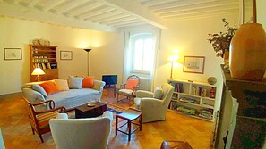 Fernseher, Kamin, Bücher