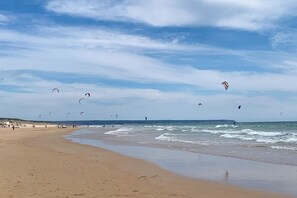 Beach nearby, sun loungers