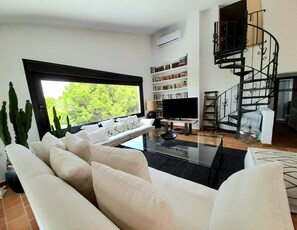 スマートテレビ、暖炉、DVD プレーヤー、書庫