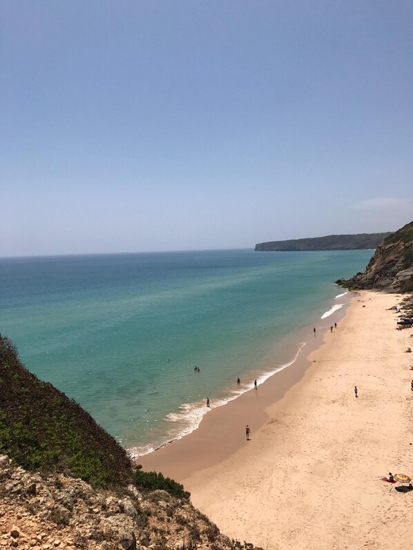 Beach nearby, sun loungers