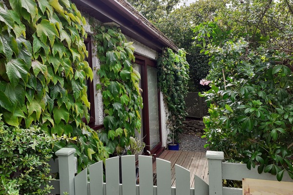 Gate to private apartment and patio