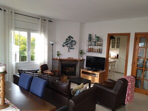 Smart TV, fireplace, video games, ping pong