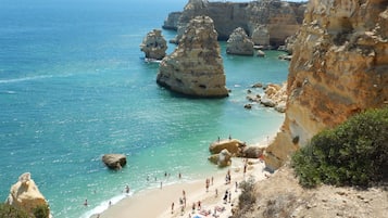 Plage à proximité, chaises longues, serviettes de plage