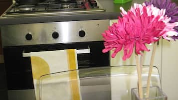 Fridge, oven, stovetop, coffee/tea maker