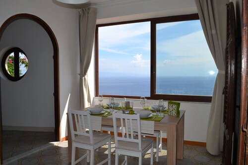 In Taormina with a breathtaking view and lots of tranquility.  