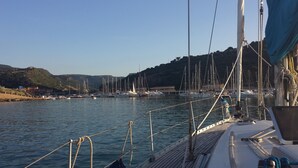 Un port de plaisance où sont amarrés de nombreux voiliers.