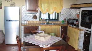 Fridge, oven, stovetop, coffee/tea maker