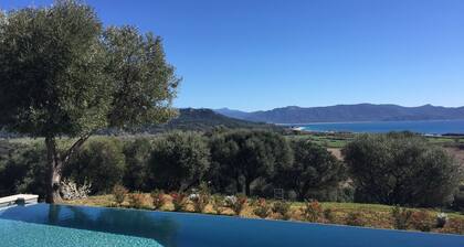 New villa with a private heated pool and a panoramic ocean and mountain view