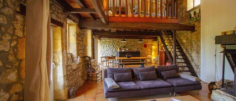 TV, fireplace, ping pong, books