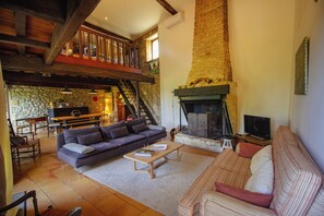 TV, fireplace, ping pong, books