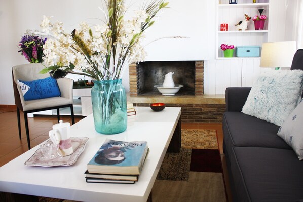 TV, fireplace, DVD player, stereo