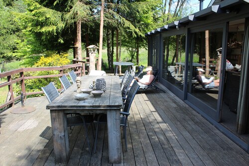 Romantic chalets with all amenities and the feel of a hunting lodge.