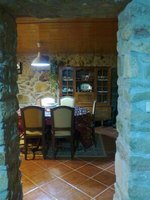 TV, fireplace, table football, books
