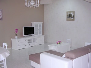 TV, DVD player, books