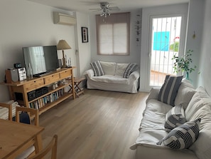 Smart TV, DVD player, books, stereo