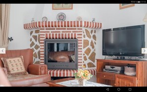 Een smart-tv, een open haard, videogames en een dvd-speler