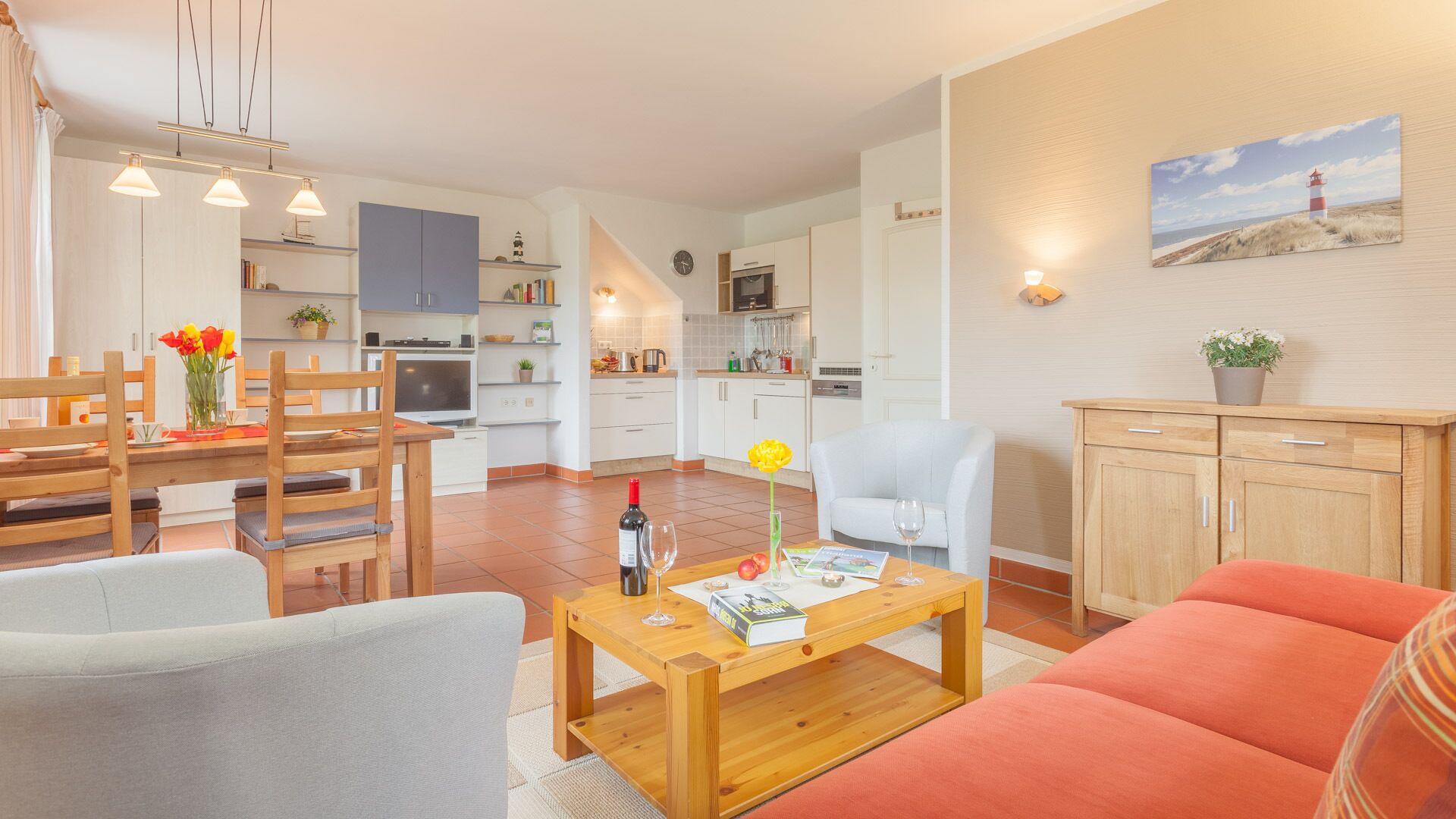 quiet apartment near the beach on the ground floor with garden incl. Indoor swimming pool \/ sauna etc.
