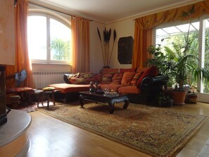 TV, fireplace