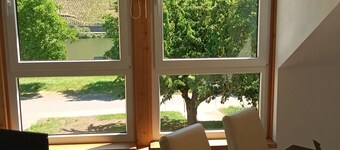 Komfortabel lejlighed, plus en balkon med fantastisk udsigt over floden
