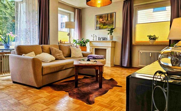 Smart TV, DVD player, books, music library