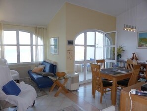 TV connectée, cheminée, lecteur de DVD, livres