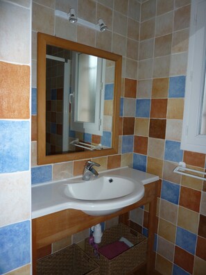 Douche, sèche-cheveux, serviettes fournies, papier toilette