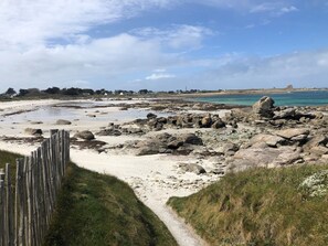 On the beach, beach towels