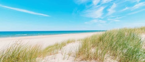 Beach nearby, sun-loungers
