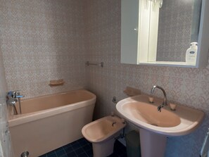 Bathtub, towels, toilet paper - George V Top-floor studio with amazing sea view (Menton)