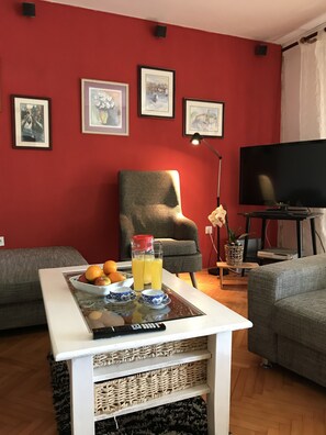 TV, DVD player, stereo