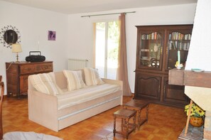 Televisor, llar de foc, reproductor de DVD i llibres 