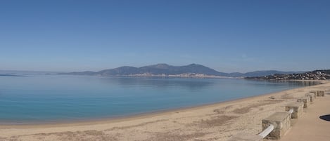 Beach nearby, sun-loungers