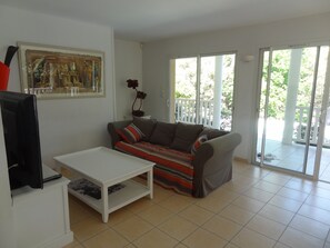 TV, lettore DVD, tavolo da ping pong, libri